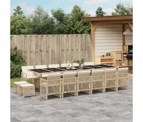 17-Daļīgs Virtuves Mēbeļu Komplekts Ar Matračiem, Bēša Pe Vidaxl