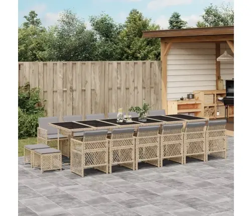 17-Daļīgs Virtuves Mēbeļu Komplekts Ar Matračiem, Bēša Pe Vidaxl