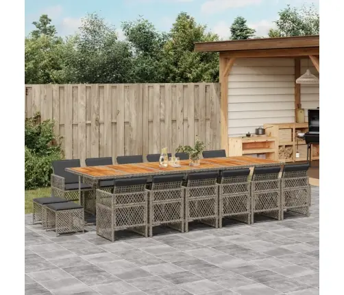 Sodo Komplektas Su Pagalvėlėmis, 17 Dalių, Pilkas, Poliratanas