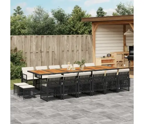 17-Daļīgs Dārza Mēbeļu Komplekts Ar Matračiem, Pe Rotangpalma Vidaxl