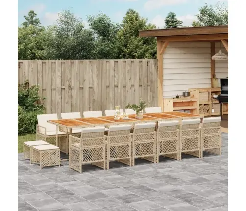 17-Daļīgs Virtuves Mēbeļu Komplekts Ar Matračiem, Bēša Pe Vidaxl