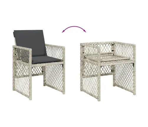 9-Osaline Aiamööbli Komplekt Patjadega, Helehall, Polürotang