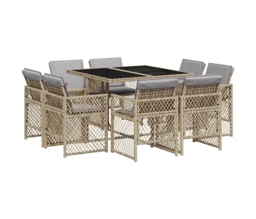 9-Daļīgs Virtuves Mēbeļu Komplekts Ar Matračiem, Pe Rotangpalma Vidaxl