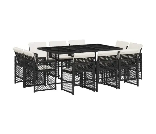 Sodo Komplektas Su Pagalvėlėmis, 11 Dalių, Juodas, Poliratanas