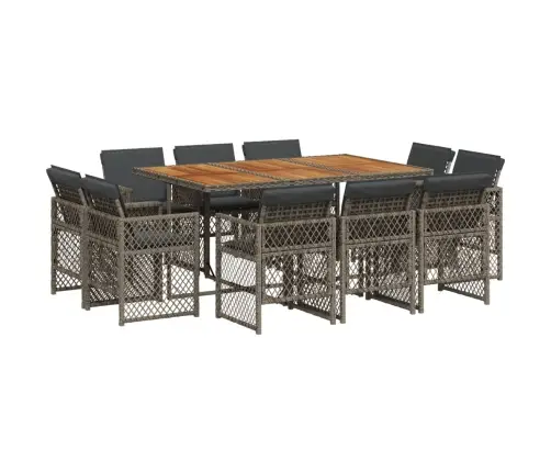 11-Daļīgs Dārza Mēbeļu Komplekts Ar Matračiem, Pe Rotangpalma Vidaxl