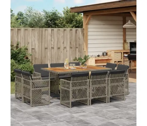 11-Daļīgs Dārza Mēbeļu Komplekts Ar Matračiem, Pe Rotangpalma Vidaxl