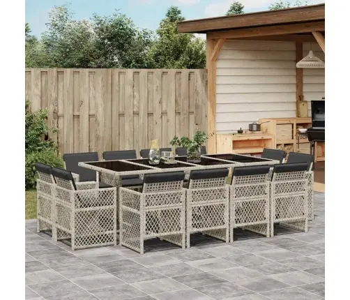 13-Osaline Aia Söögimööbli Komplekt Patjadega, Hall, Polürotang