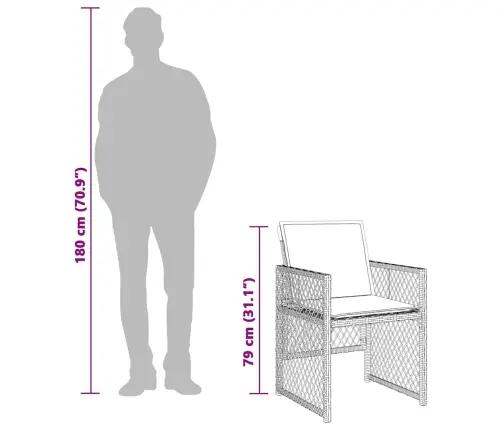 13-Daļīgs Virtuves Mēbeļu Komplekts Ar Matračiem,Pe Rotangpalma Vidaxl
