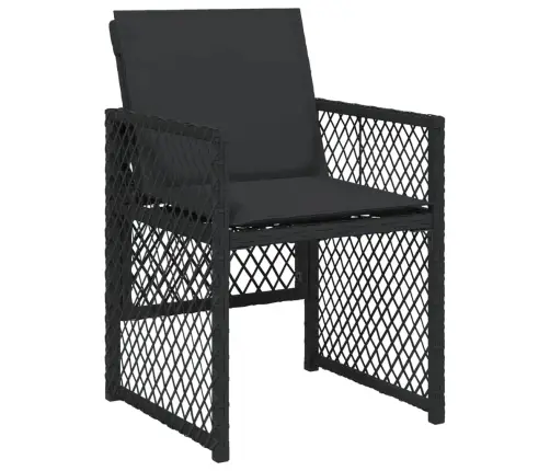 15-Daļīgs Dārza Mēbeļu Komplekts Ar Matračiem, Melns Pe Vidaxl