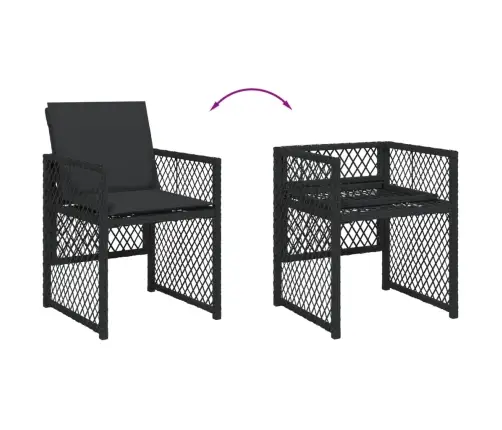 15-Daļīgs Dārza Mēbeļu Komplekts Ar Matračiem, Melns Pe Vidaxl