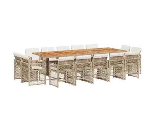 Sodo Komplektas Su Pagalvėlėmis, 15 Dalių, Smėlio, Poliratanas