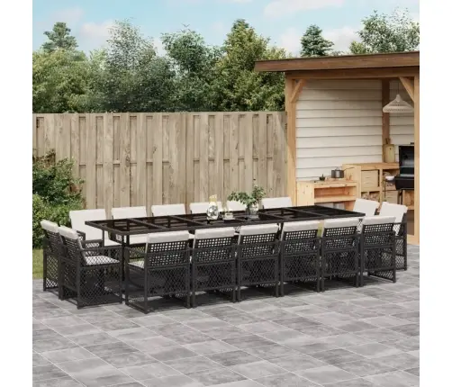 Sodo Komplektas Su Pagalvėlėmis, 17 Dalių, Juodas, Poliratanas