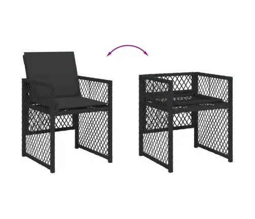 17-Osaline Aia Söögimööbli Komplekt Patjadega, Must, Polürotang