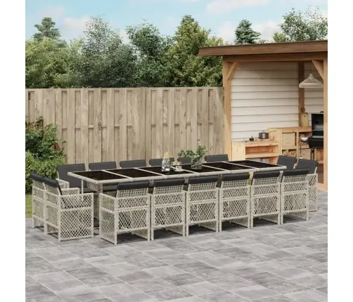 Sodo Komplektas Su Pagalvėlėmis, 17 Dalių, Pilkas, Poliratanas