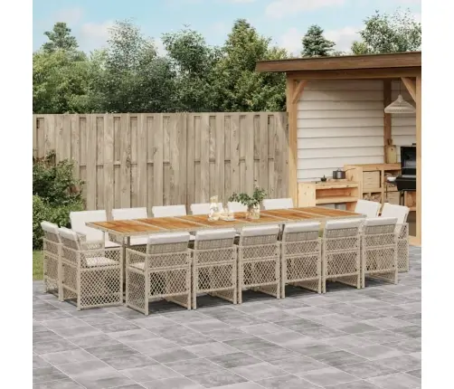 17-Daļīgs Virtuves Mēbeļu Komplekts Ar Matračiem, Bēša Pe Vidaxl