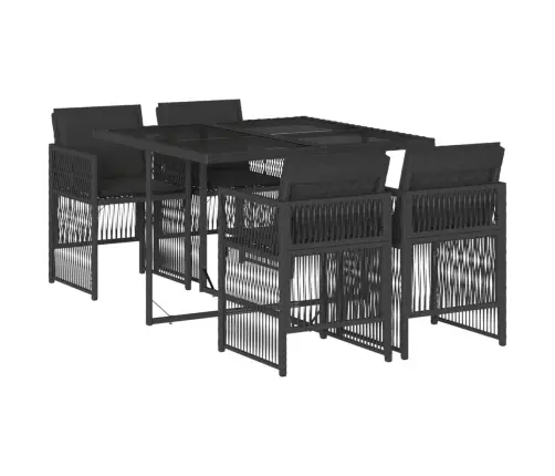 5-Daļīgs Dārza Mēbeļu Komplekts, Matrači, Melna Pe  Rotangpalma Vidaxl