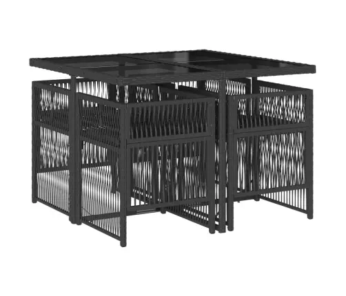 5-Daļīgs Dārza Mēbeļu Komplekts, Matrači, Melna Pe  Rotangpalma Vidaxl