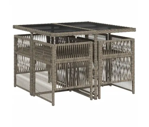 Sodo Komplektas Su Pagalvėlėmis, 5 Dalių, Pilkas, Poliratanas