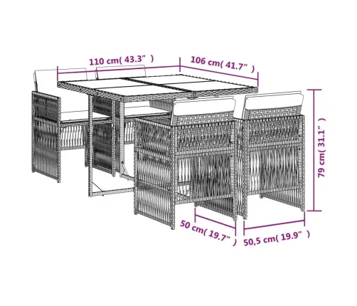 Sodo Komplektas Su Pagalvėlėmis, 5 Dalių, Pilkas, Poliratanas