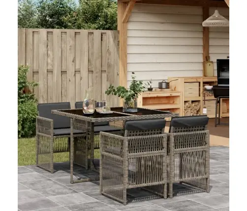 Sodo Komplektas Su Pagalvėlėmis, 5 Dalių, Pilkas, Poliratanas