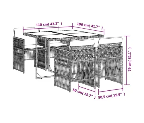 5-Daļīgs Dārza Mēbeļu Komplekts, Matrači, Bēša Pe Rotangpalma Vidaxl
