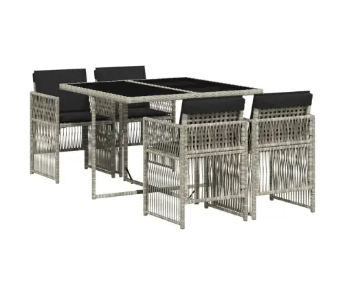 5-Osaline Aiamööbli Komplekt Patjadega, Helehall, Polürotang