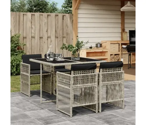 5-Osaline Aiamööbli Komplekt Patjadega, Helehall, Polürotang