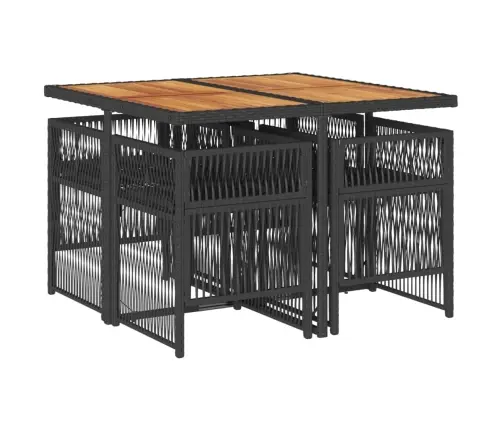 5-Daļīgs Dārza Mēbeļu Komplekts, Matrači, Melna Pe  Rotangpalma Vidaxl