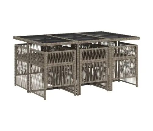 7-Daļīgs Dārza Mēbeļu Komplekts, Matrači, Pelēka Pe Rotangpalma Vidaxl