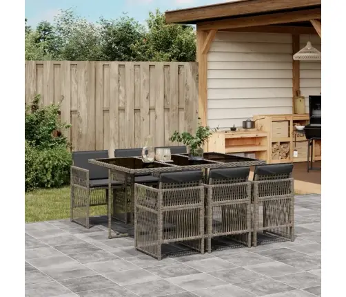 7-Daļīgs Dārza Mēbeļu Komplekts, Matrači, Pelēka Pe Rotangpalma Vidaxl