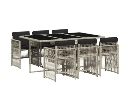 7-Osaline Aiamööbli Komplekt Patjadega, Helehall, Polürotang