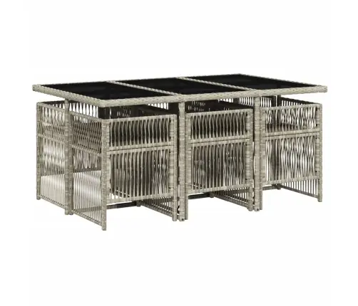 7-Osaline Aiamööbli Komplekt Patjadega, Helehall, Polürotang