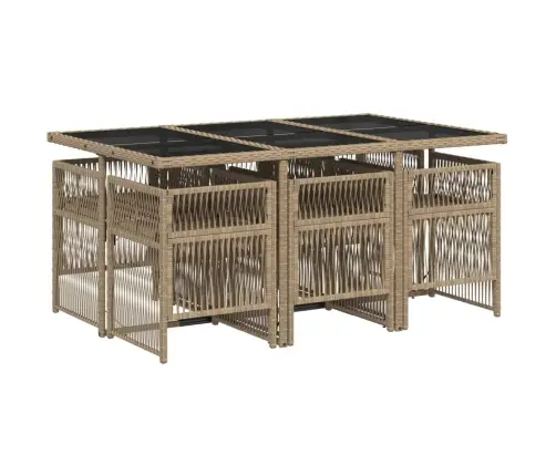 7-Osaline Aia Söögimööbli Komplekt Patjadega, Beežid Toonid