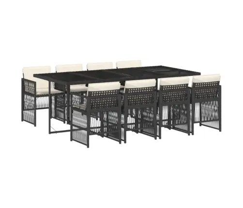 9-Osaline Aiamööbli Komplekt Patjadega, Must, Polürotang