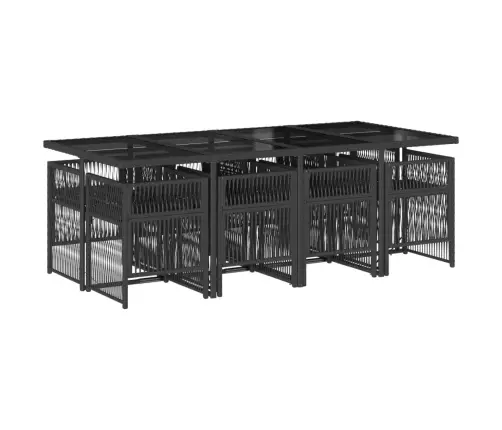 9-Osaline Aiamööbli Komplekt Patjadega, Must, Polürotang