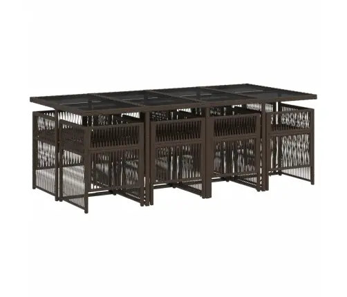 9-Osaline Aia Söögimööbli Komplekt Patjadega, Pruun, Polürotang