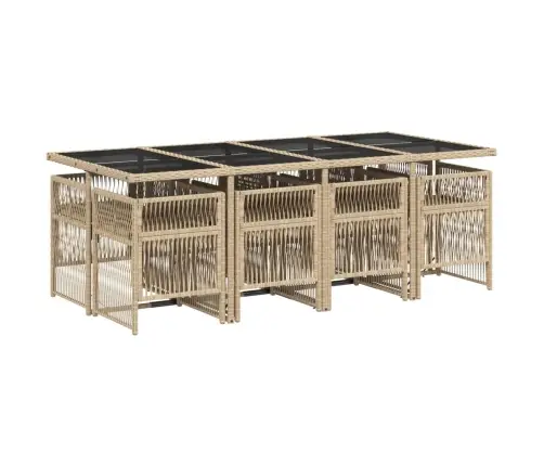 Sodo Komplektas Su Pagalvėlėmis, 9 Dalių, Smėlio, Poliratanas