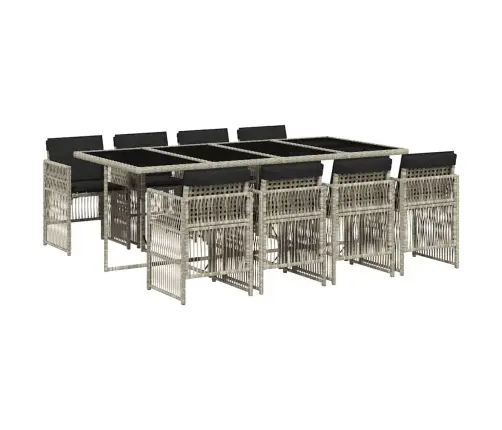 Sodo Komplektas Su Pagalvėlėmis, 9 Dalių, Pilkas, Poliratanas