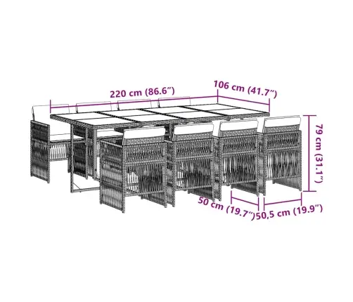 Sodo Komplektas Su Pagalvėlėmis, 9 Dalių, Pilkas, Poliratanas