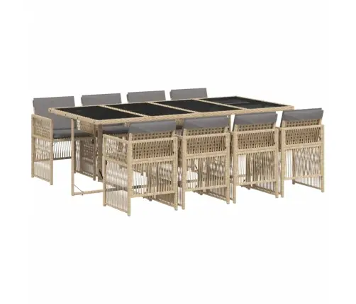 9-Osaline Aia Söögimööbli Komplekt Patjadega, Beežid Toonid