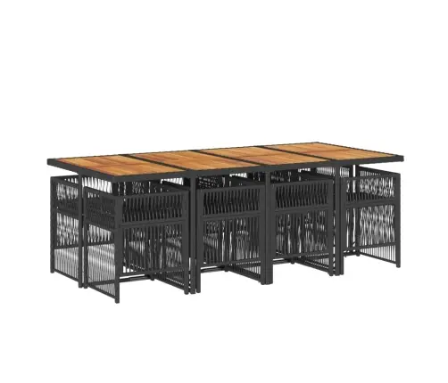 9-Osaline Aiamööbli Komplekt Patjadega, Must, Polürotang