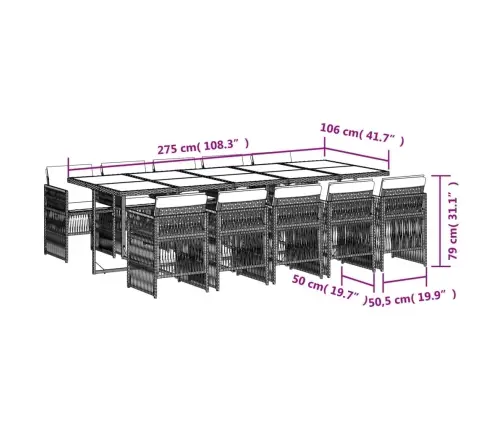 11-Osaline Aiamööbli Komplekt Patjadega, Must, Polürotang