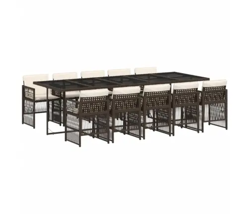 Sodo Komplektas Su Pagalvėlėmis, 11 Dalių, Rudas, Poliratanas