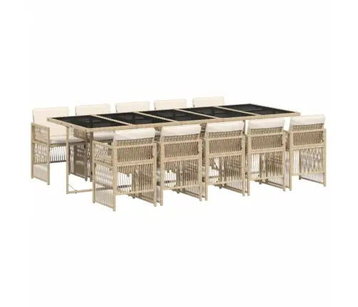 Sodo Komplektas Su Pagalvėlėmis, 11 Dalių, Smėlio, Poliratanas