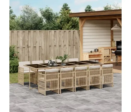 Sodo Komplektas Su Pagalvėlėmis, 11 Dalių, Smėlio, Poliratanas