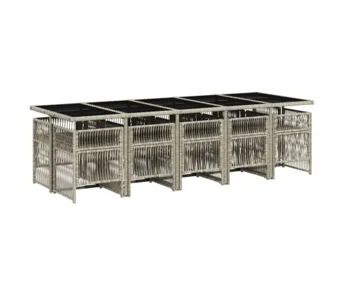 11-Daļīgs Dārza Mēbeļu Komplekts Ar Matračiem, Gaiši Pelēka Pe Vidaxl