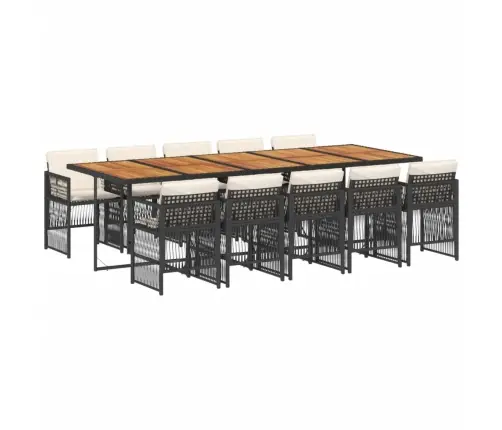 11-Daļīgs Dārza Mēbeļu Komplekts, Matrači, Melna Pe Rotangpalma Vidaxl