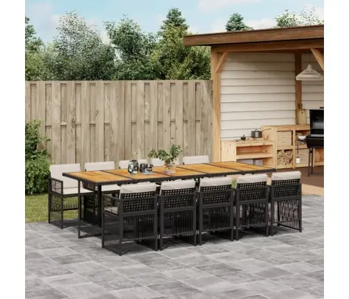 11-Daļīgs Dārza Mēbeļu Komplekts, Matrači, Melna Pe Rotangpalma Vidaxl