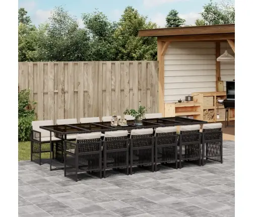 Sodo Komplektas Su Pagalvėlėmis, 13 Dalių, Juodas, Poliratanas