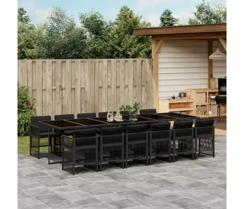 13-Daļīgs Dārza Mēbeļu Komplekts Ar Matračiem, Melns Pe Vidaxl 13-Daļīgs Dārza Mēbeļu Komplekts Ar Matračiem, Melns Pe Vidaxl
